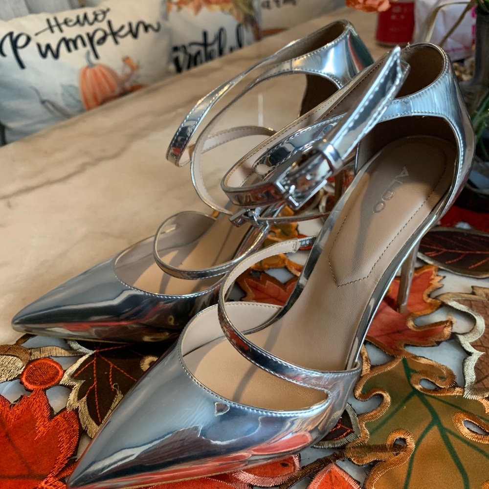Aldo Metallic Silver heels